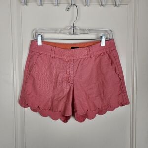 J by J. Crew Women's Shorts Linen Blend Pink Scallop Hem Size 2